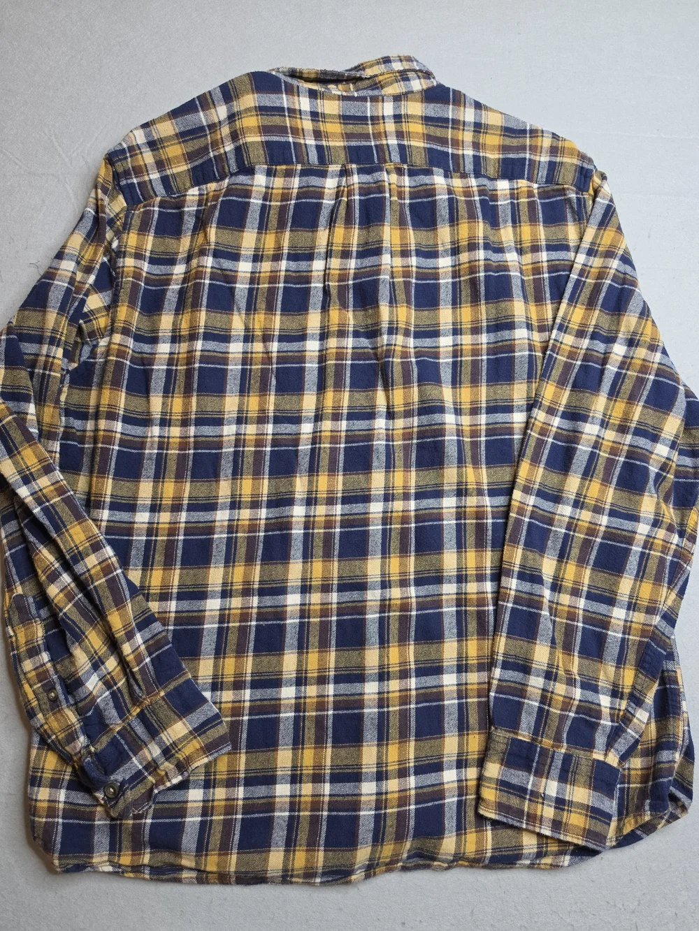 J.Crew Men's Yellow & Navy Plaid Flannel Shirt XL Slim‎